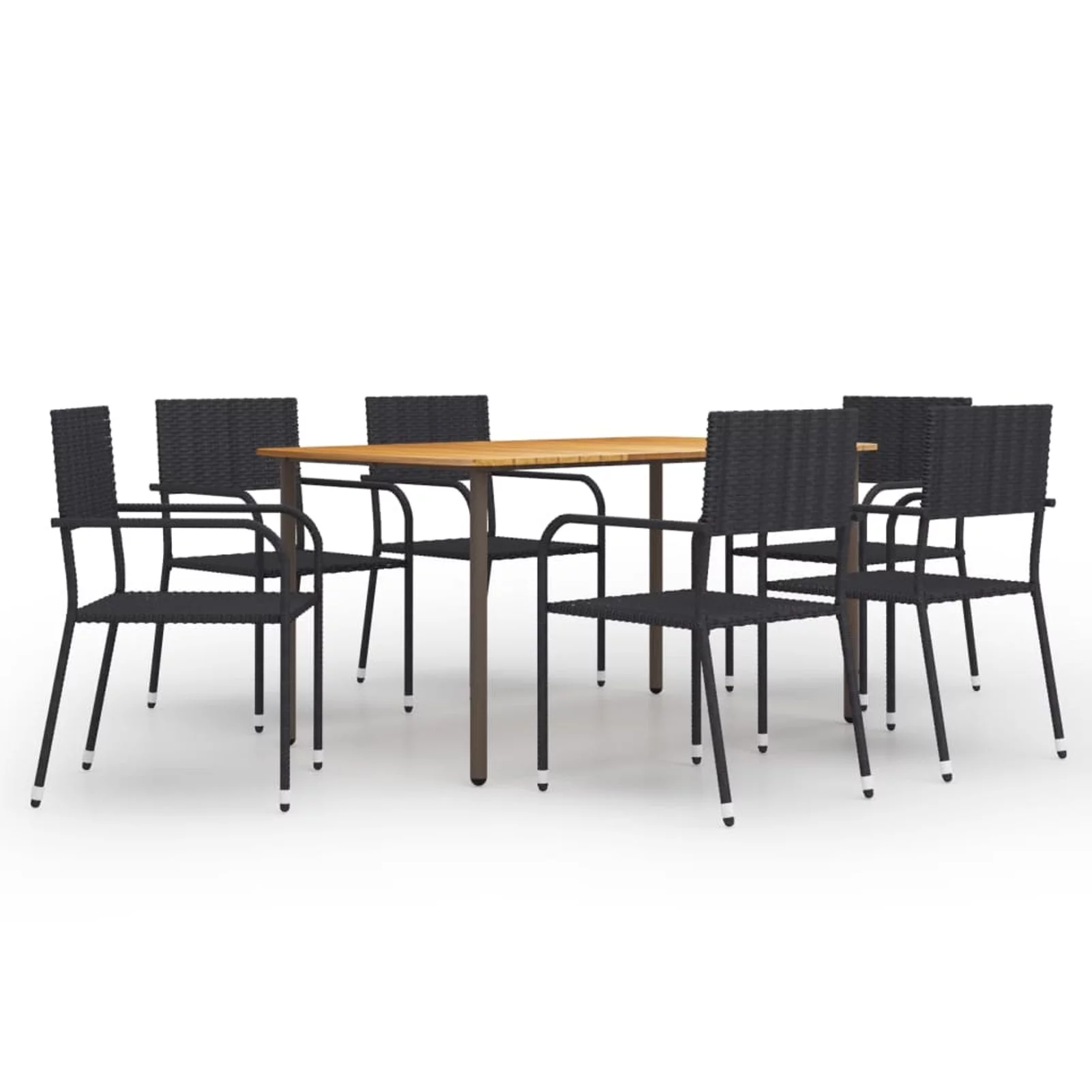 Irfora 7 Piece Patio Dining Set Poly Rattan Black