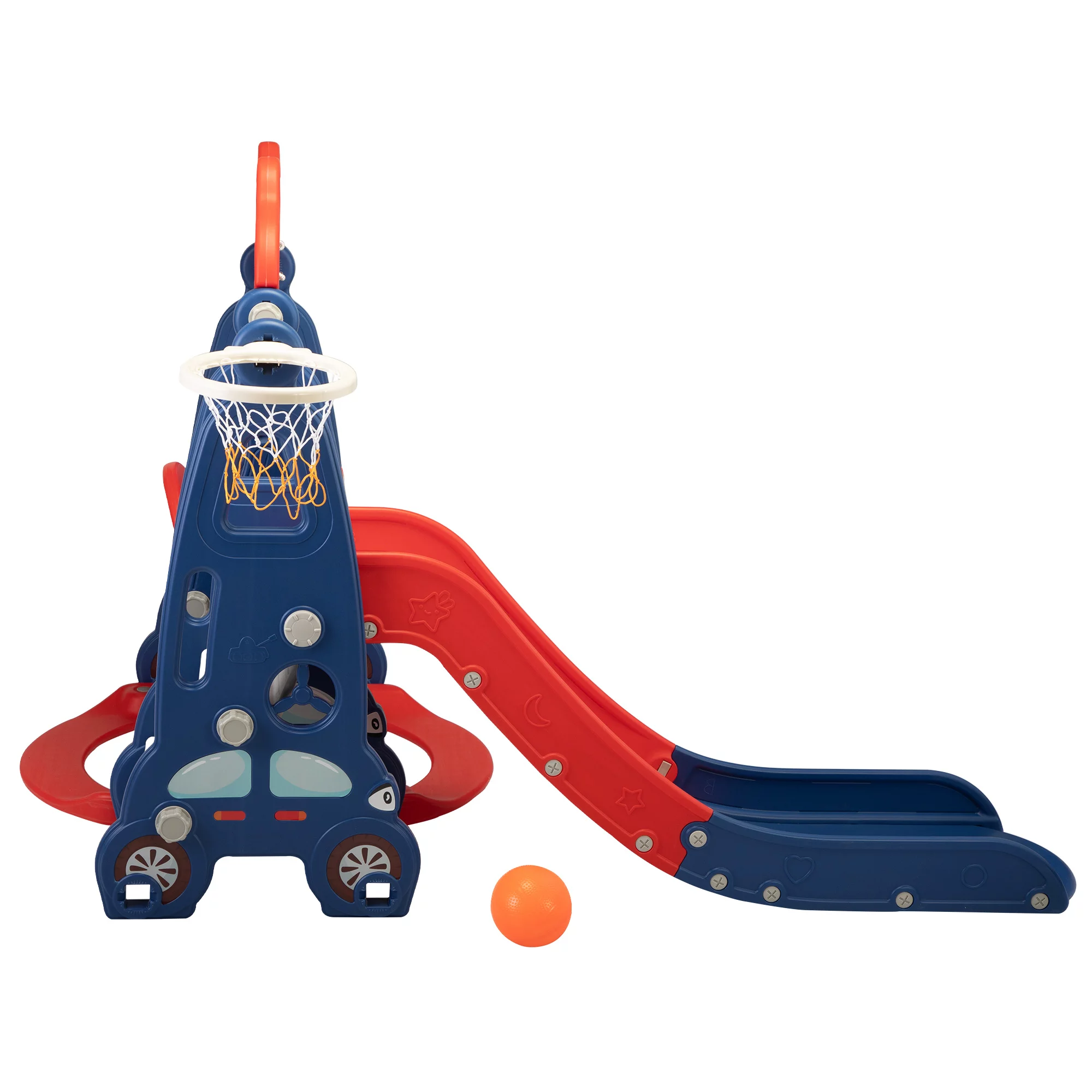 Versatile Slide and Swing Set with Basketball Hoop - 27.56 - Unleash endless fun!