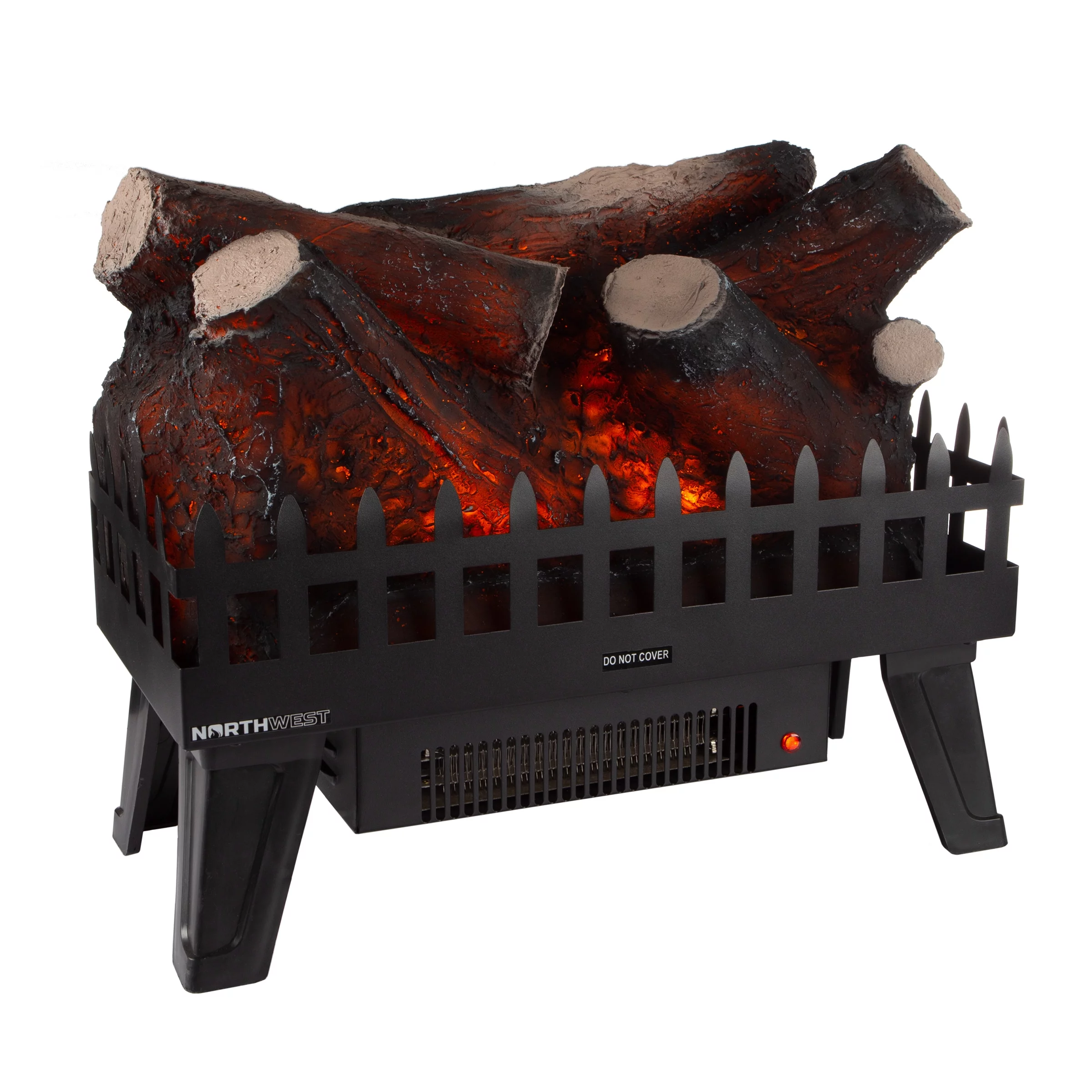 Northwest LED Electric Log Fireplace Insert with Glowing Ember Bed, Black