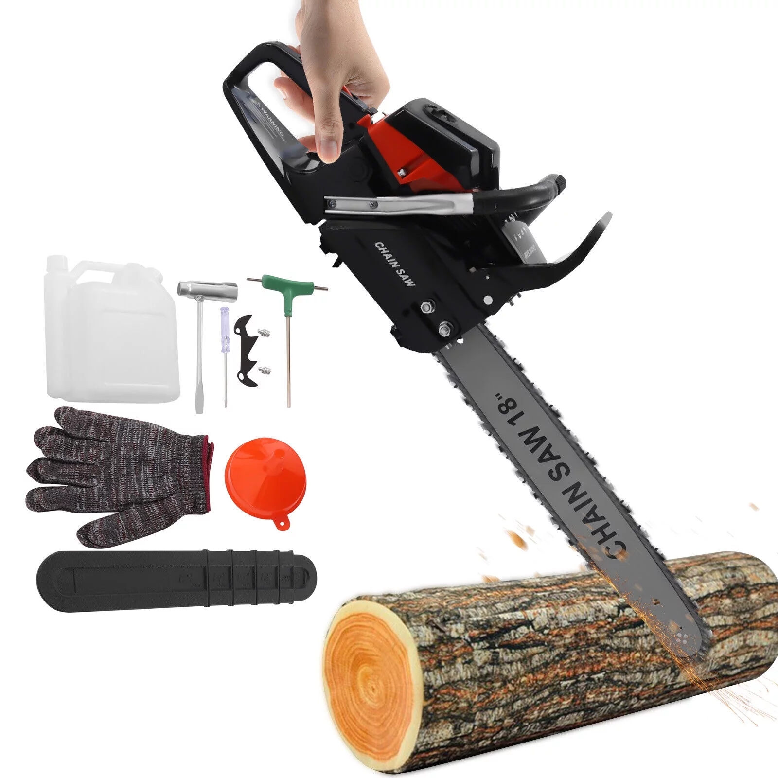 TOOL1SHOoo 2 Stroke 58cc 4.4HP Gas Chainsaw Gasoline Powered Chain Saw Engine Wood Cutting Lightweight