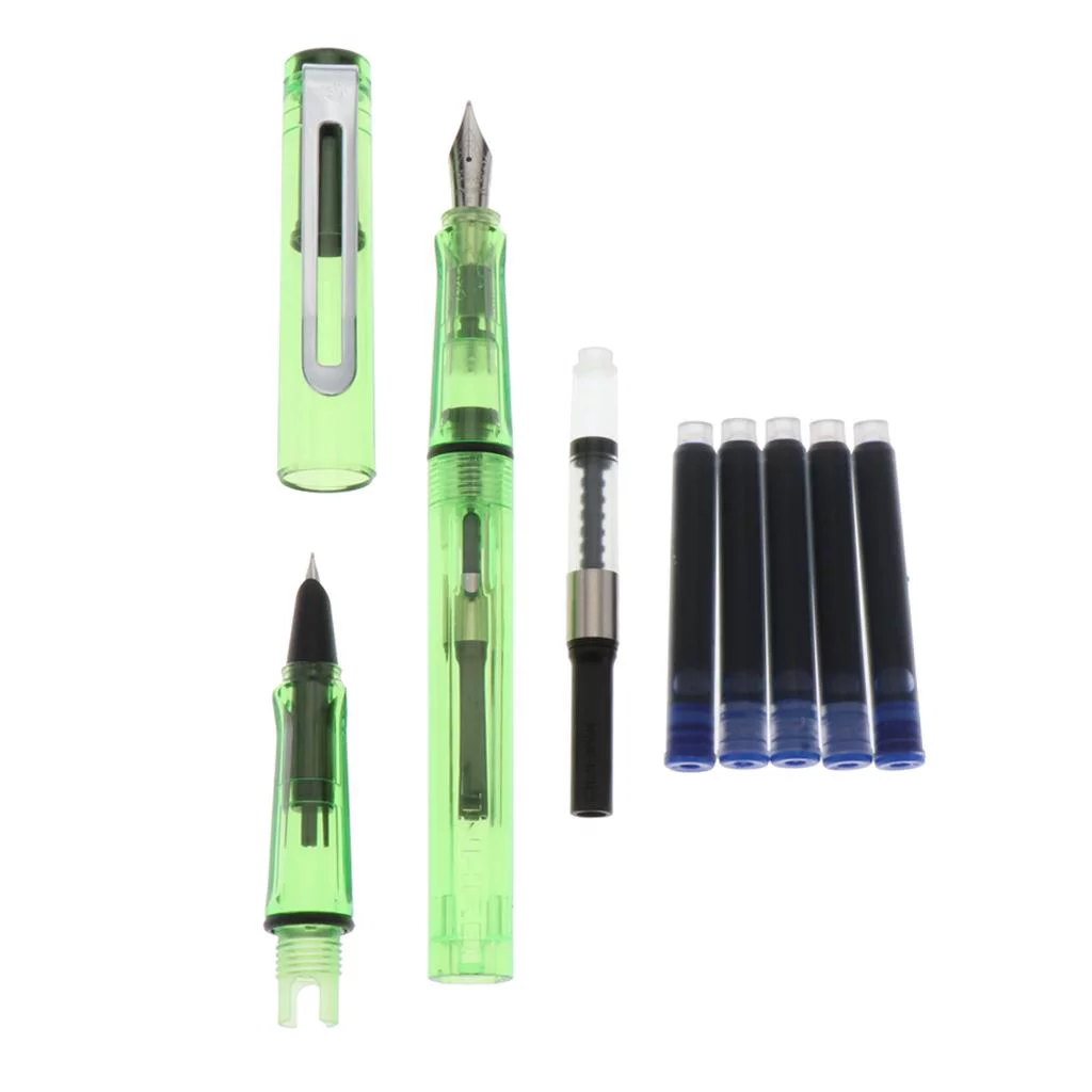 Transparent Clear Acrylic Fountain Pen Smooth Fine Nib 0.5 mm 0.