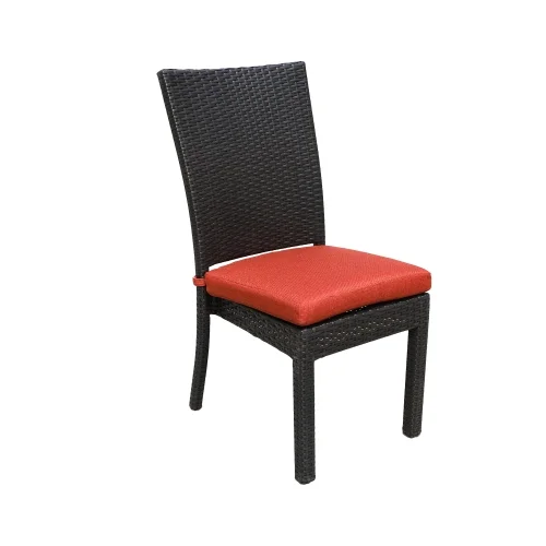 Buumin Balcones Outdoor Wicker Dining Chairs With Cushions, Set of 8, Brown/Terracotta