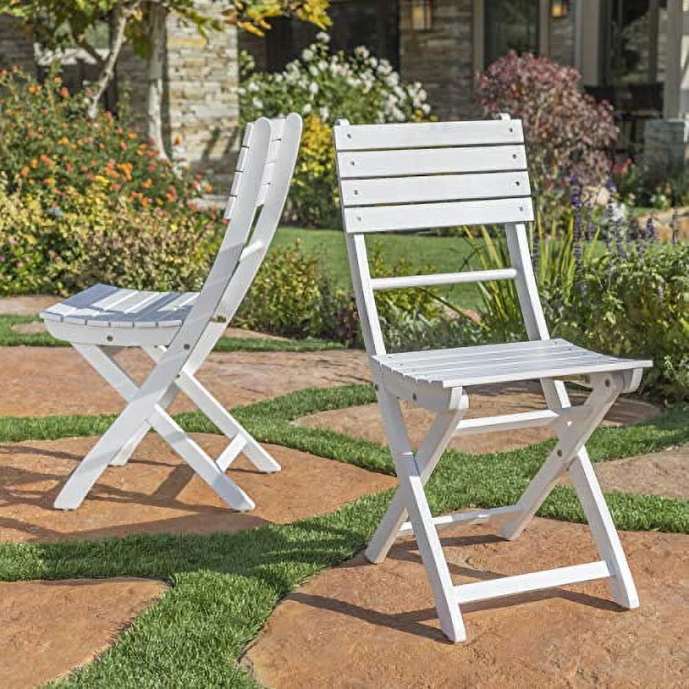 Christopher Knight Home Positano Outdoor Acacia Wood Foldable Dining Chairs, 2-Pcs Set, Pu/ White
