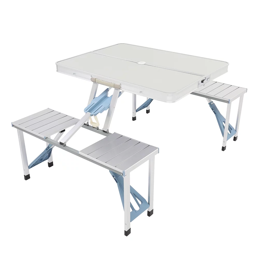 Folding Table and Chair Set with One Piece Design - Lightweight Aluminum Alloy Construction - Portable and Easy to Store - Ideal for Outdoor Events and Camping