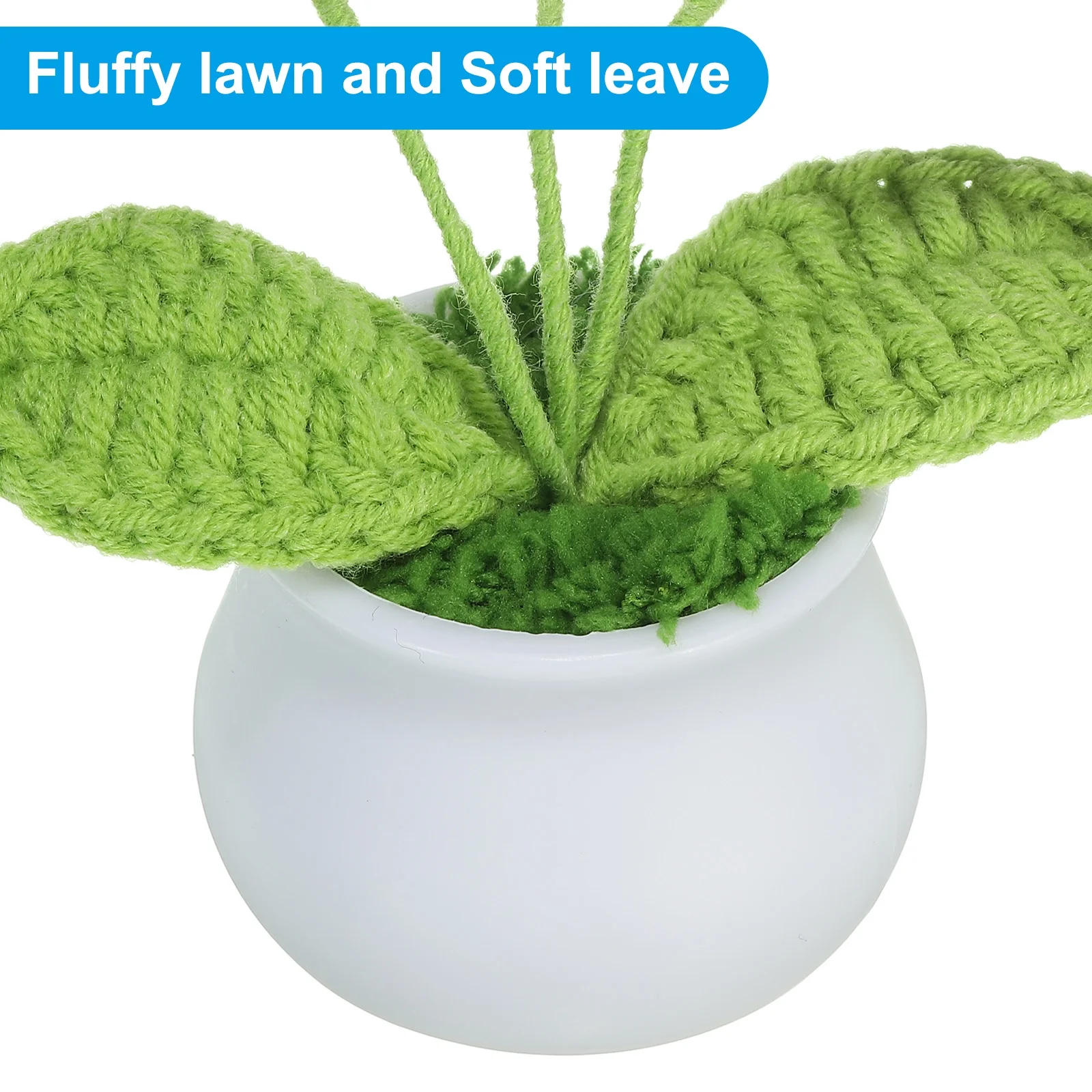 Uxcell Crochet Flowers Potted, 2 Head Rose Flower Handmade Knitted Mini Potted Plants, Red