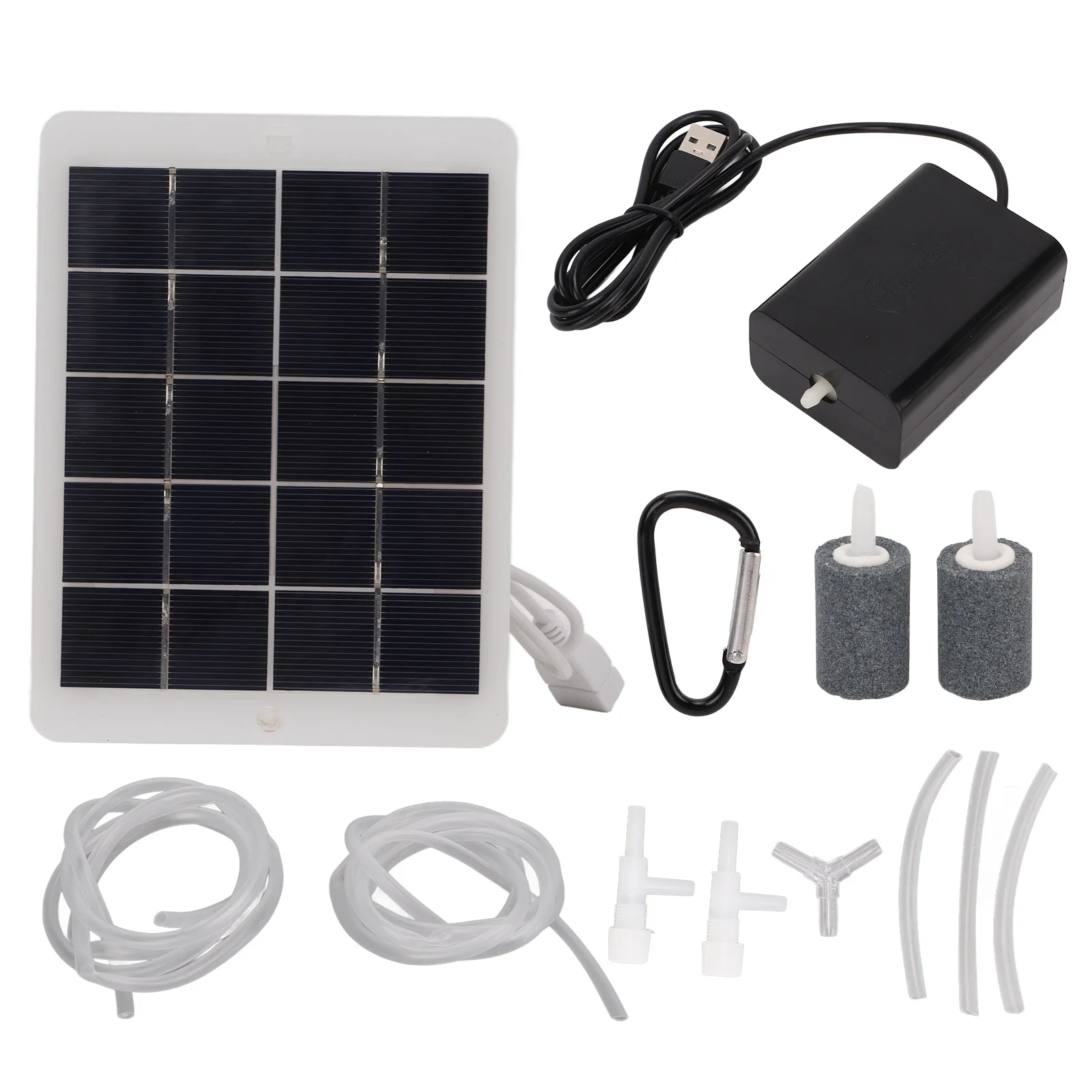 Solar Oxygen Pump Solar Powered Air Pump Kit Output Interface 3W5V Portable Solar Oxygen Aerator for Pool Pond Fish Tank Garden