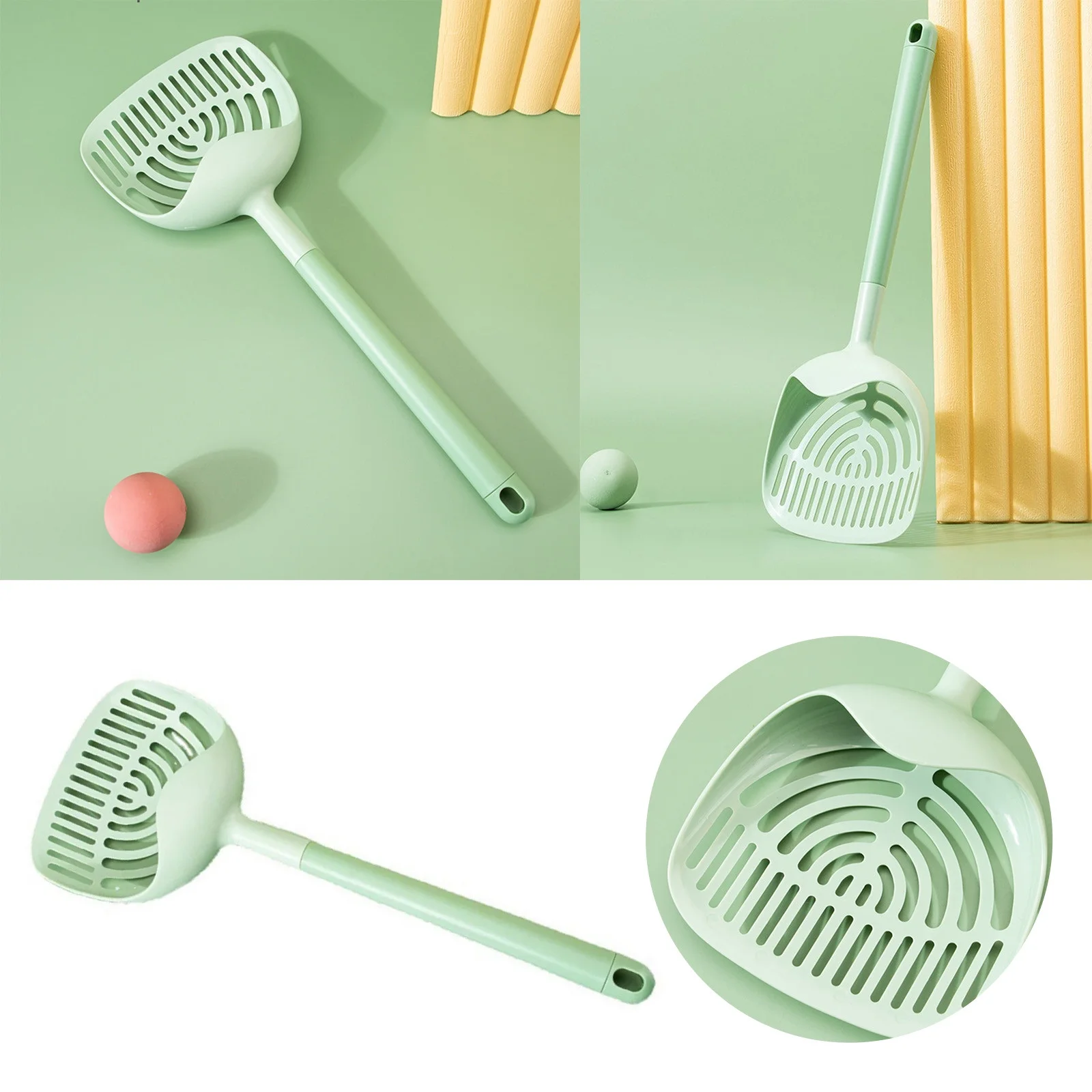 FHKOEGHS Sand Cat Litter Long Handled Cat Litter Scoop Fine Hole Cat Poop Shovel Large Cat Litter