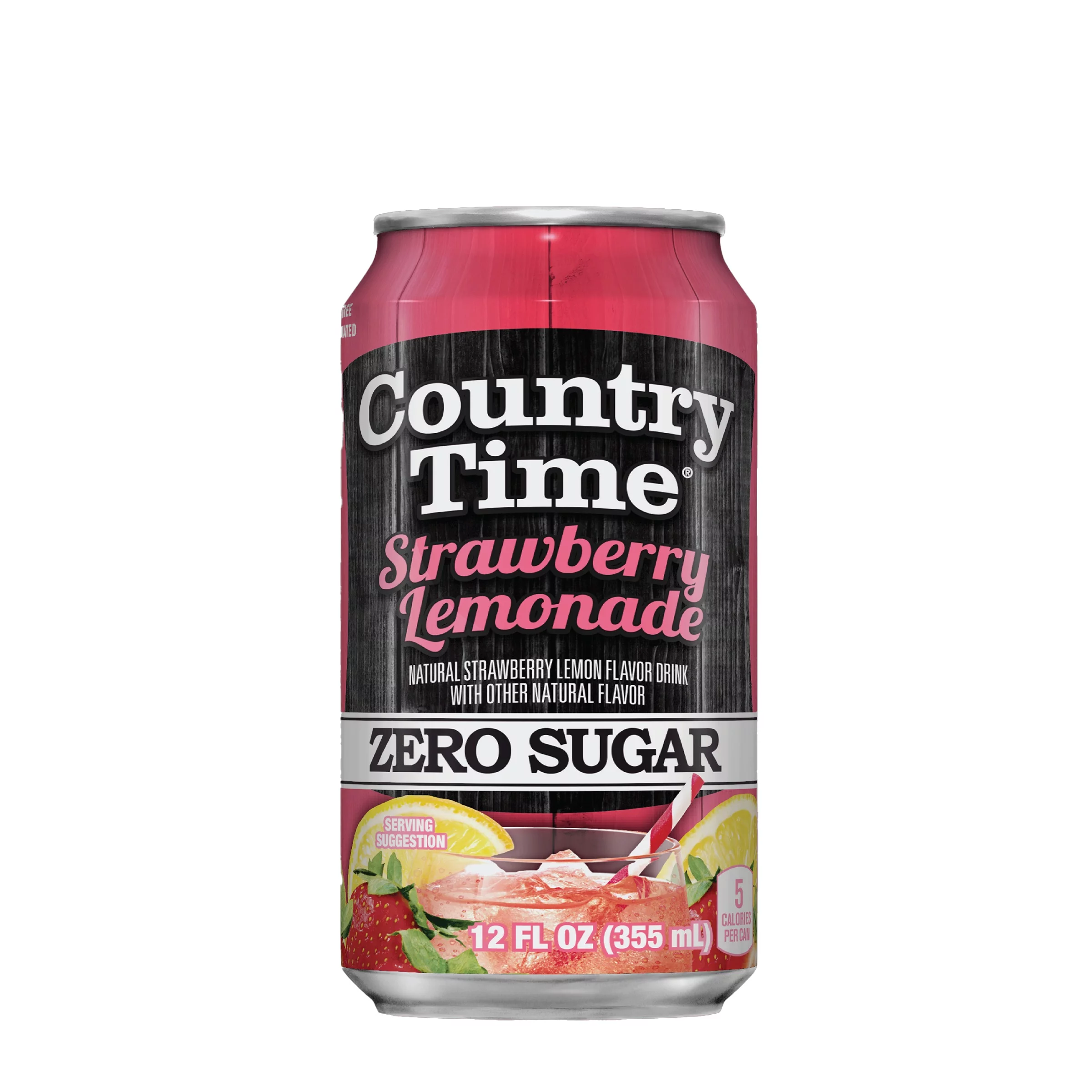 Country Time Zero Sugar Strawberry Lemonade Fruit Juice 12 fl oz, 12 Pack Cans