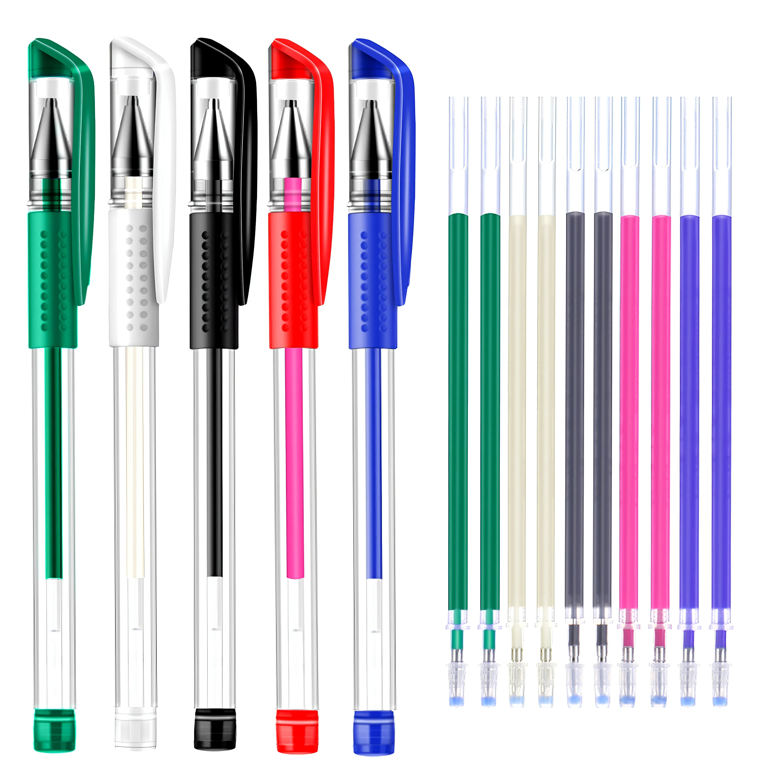 Sew Mama Heat Erase Fabric Marking Pens with 10 Free Refills for Quilting Sewing, 5 Colors Assorted Pack(White, Black, Red, Green, Blue)