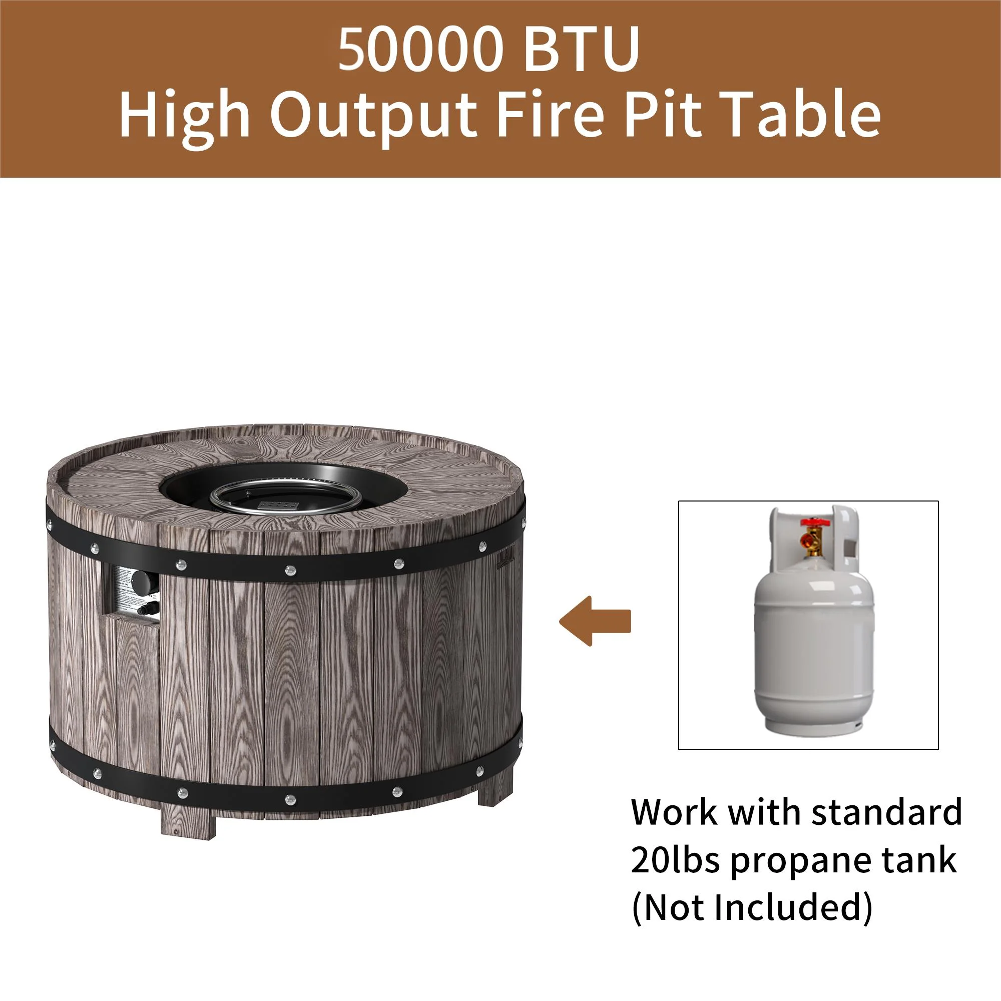 Boyel living 36-inch Round Fire Table,50000 BTU Steel Burner, Fits 20lb Internal gas tank