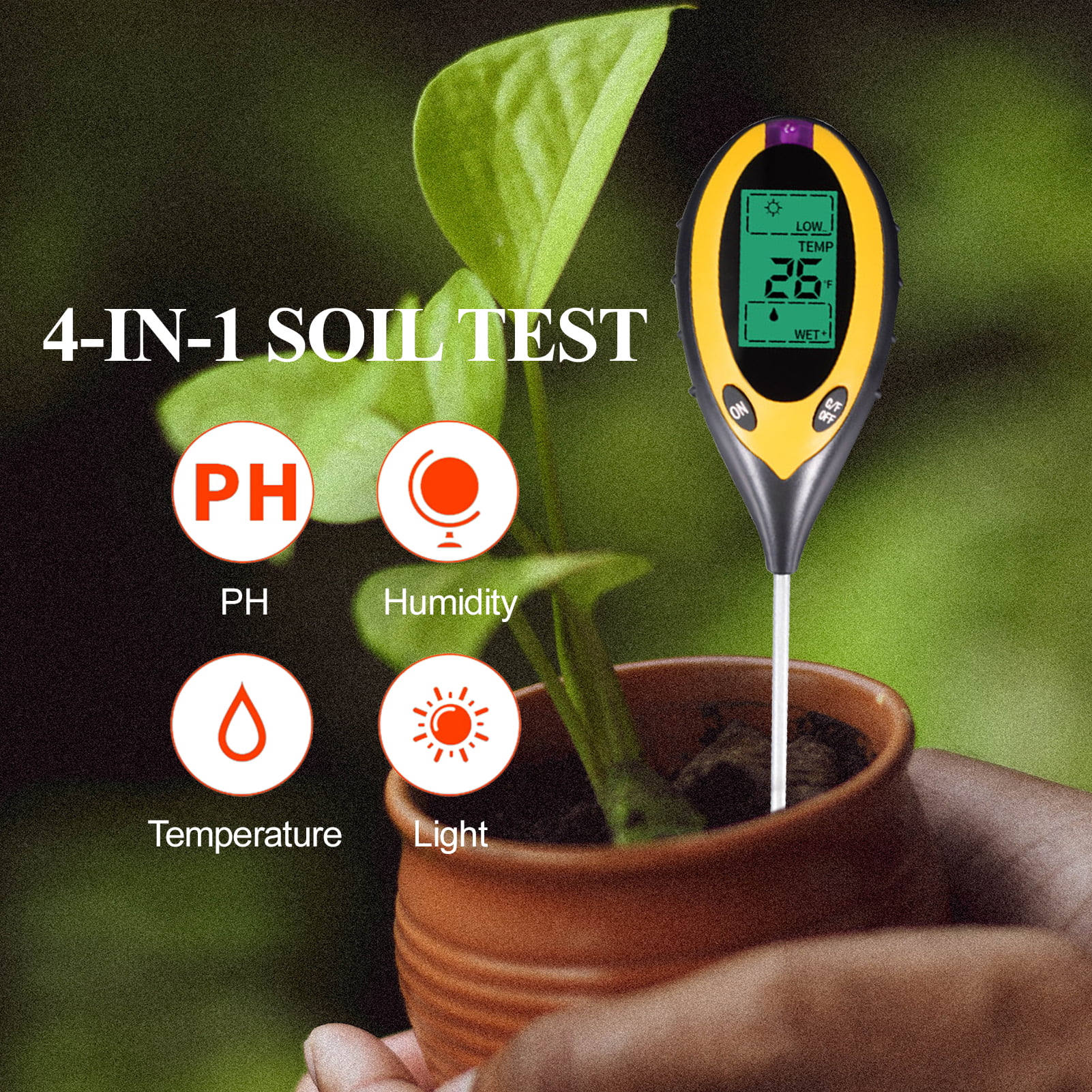 Light Test,Tester Plant Flowers Soil Test Temperature Tester Plant No Battery Tool Bonsai Ph Meter Lawn Farm Indoor Moisture Meter Plant Flowers Soil Meter Temperature Tester