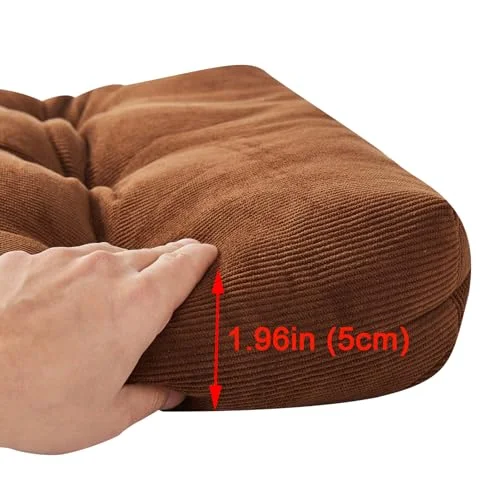 Big Hippo Rocking Chair Cushions Set, Outdoor/Indoor High Back Rocking Chair Pads Tufted Back and Seat Cushion with Ties (Brown)