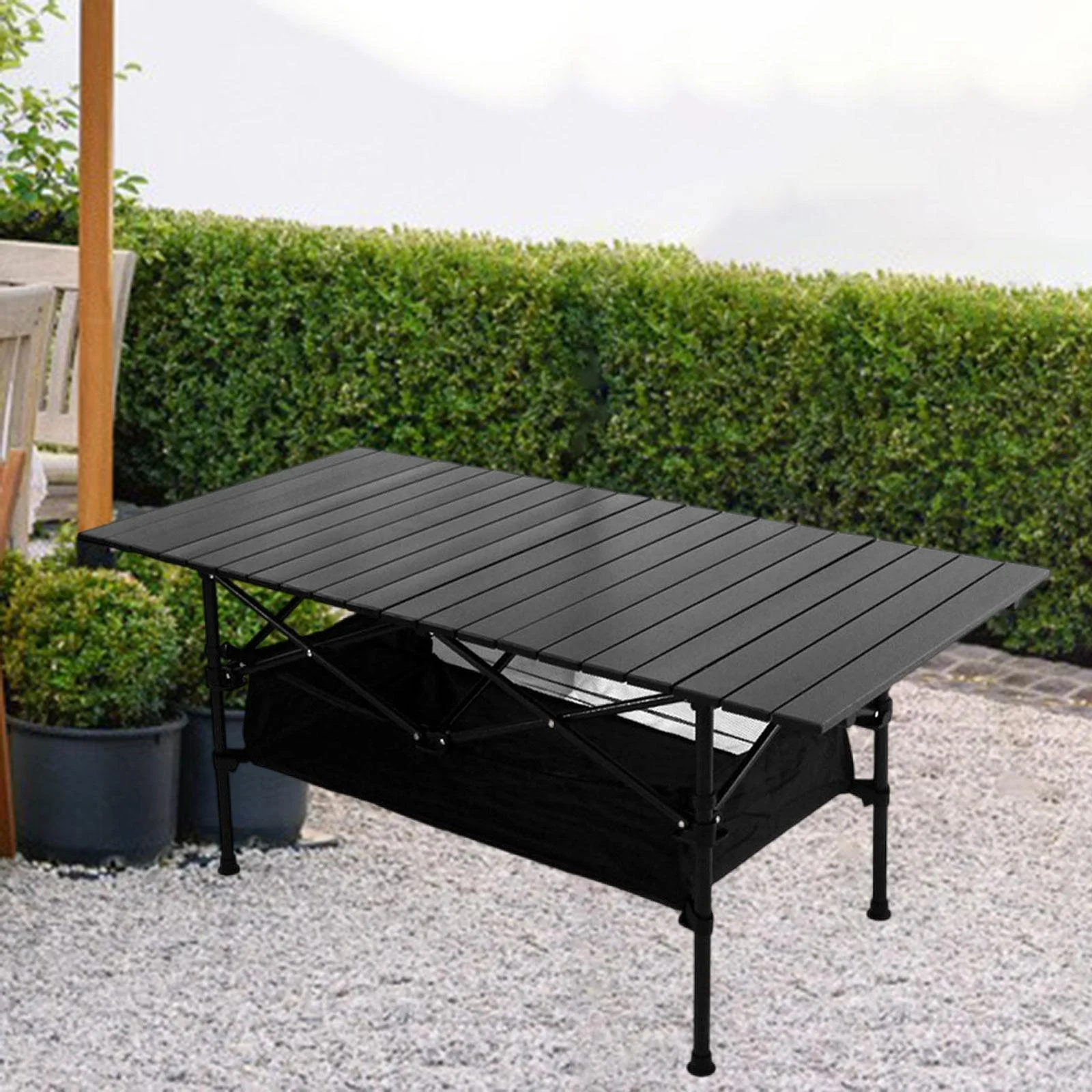 kesoto Camping Table with Carry Bag Folding Table Easy to Install Aluminum Camp Table Foldable Picnic Table for Picnic Balcony Party 95cmx55cmx50cm