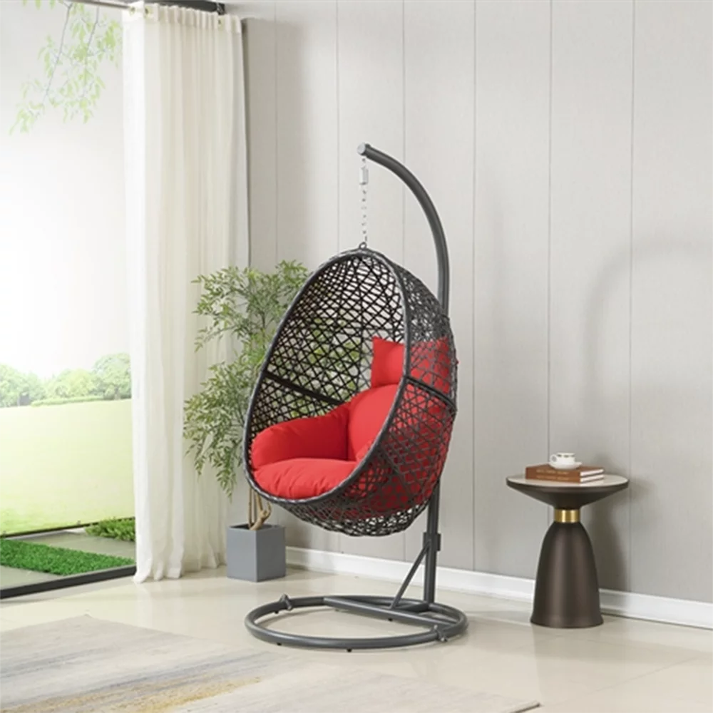 CoSoTower Patio PE Rattan Swing Chair With Stand For Balcony, Courtyard