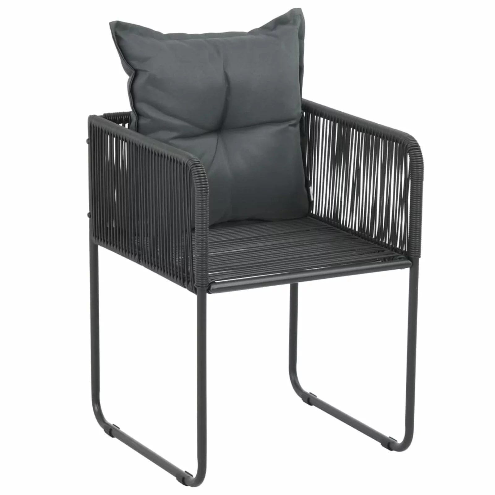 Dcenta 2 Piece Patio Chairs with Pillow Black Poly Rattan  Dining Chair Steel Frame for Garden, Backyard, Poolside,  20.3 x 20.3 x 26.4 Inches (W x D x H)