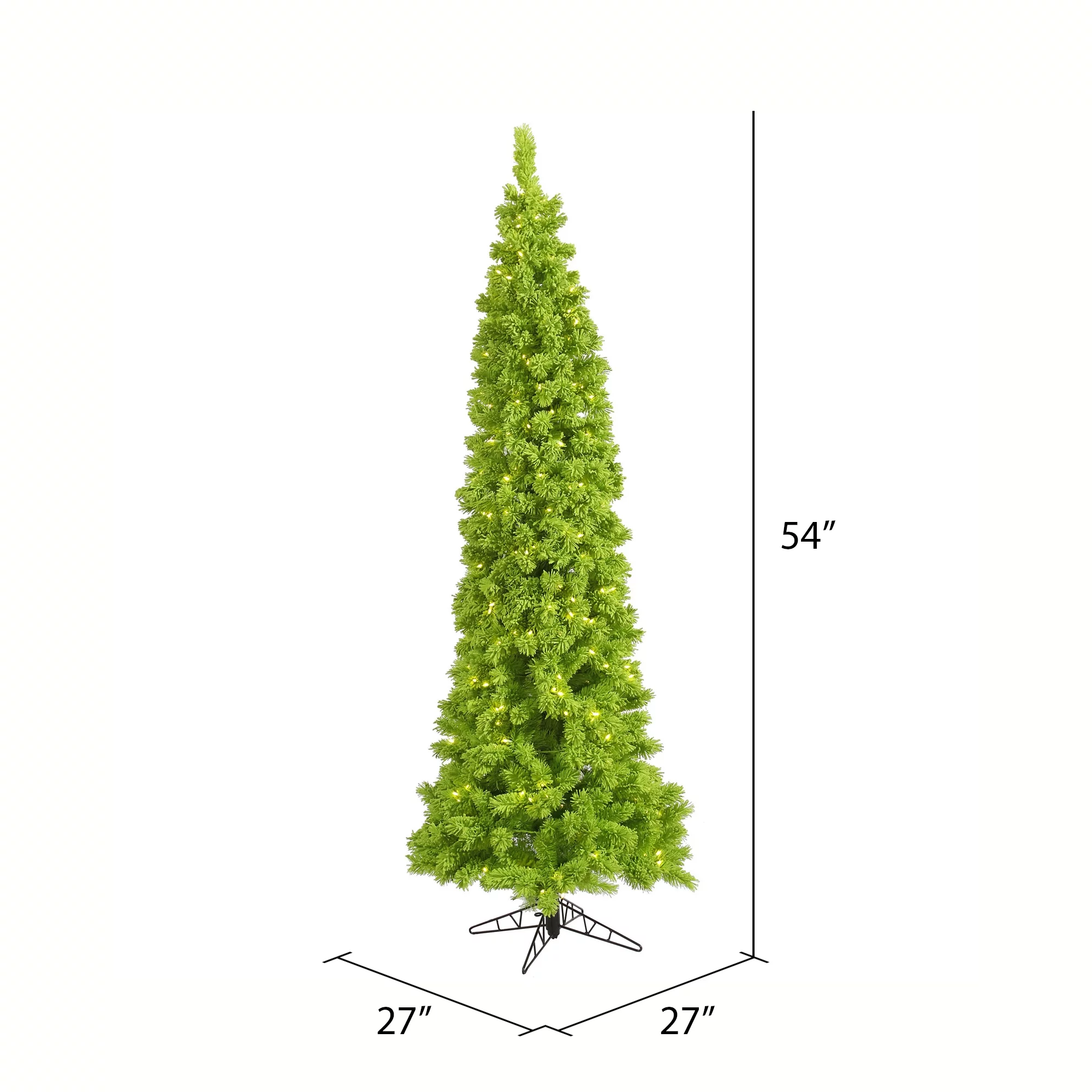 Vickerman 4.5' Flocked Lime Slim Fir Artificial Christmas Tree, Lime Dura-lit LED Lights