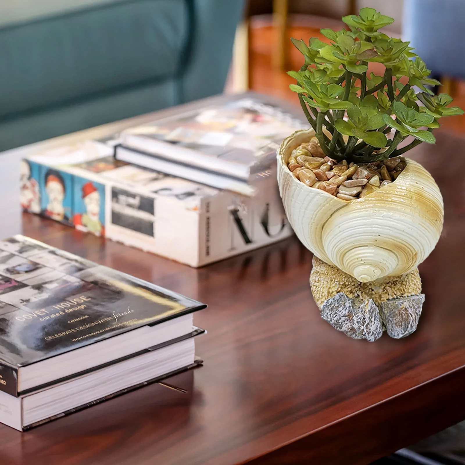 Artificial Flowers Roses Conch Shellfish Flower Pot Natural Flower Pot Home Garden Decoration