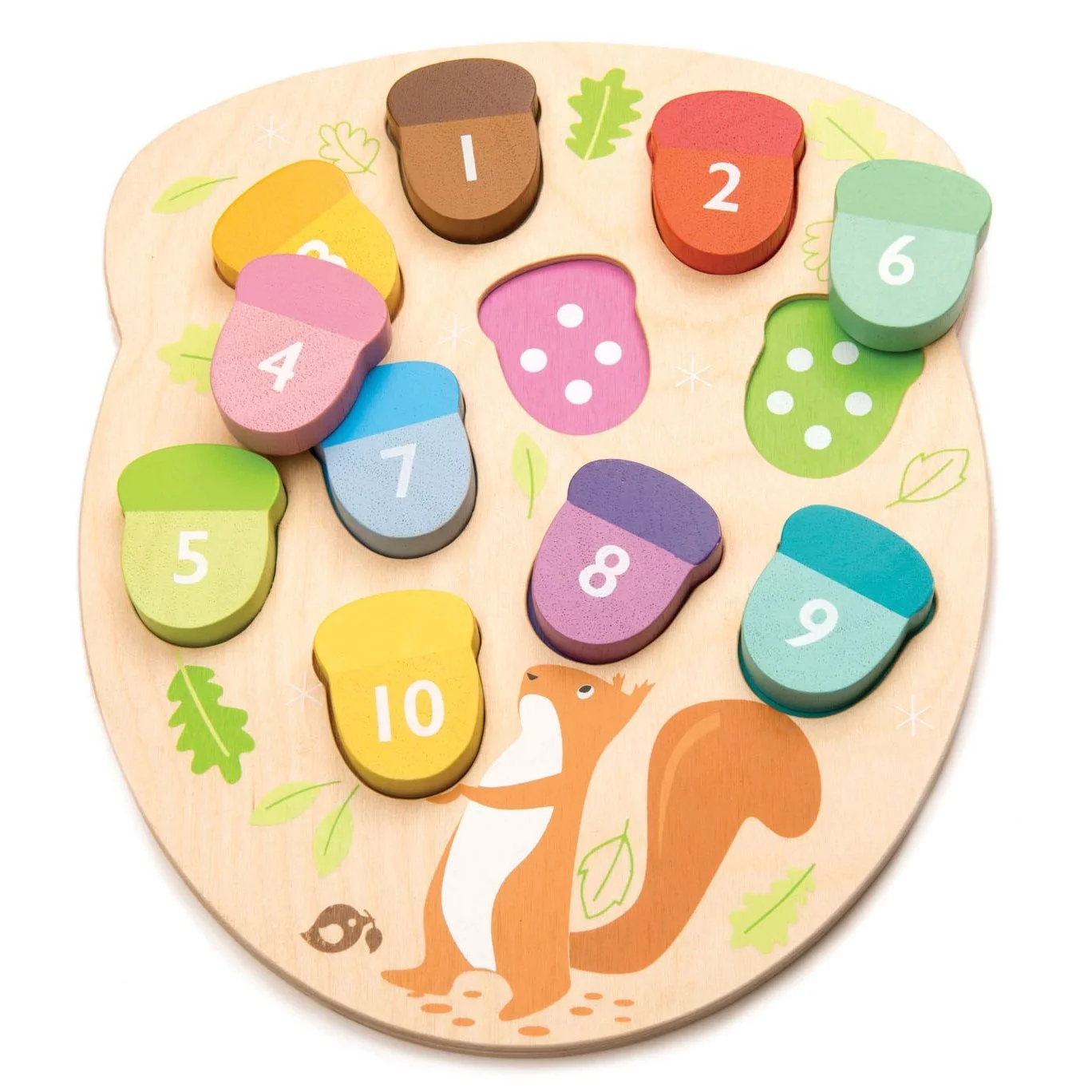Tender Leaf Toys - How Many Acorns? - Count to 10 Number Wooden Puzzle Game - Counting, Sorting Activity Game for Children, - Playroom, Montessori, Classroom, & Activity Room Toys