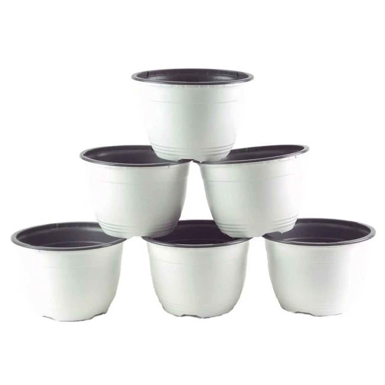 6 in. Plastic Pot White & Gray - Pack of 6