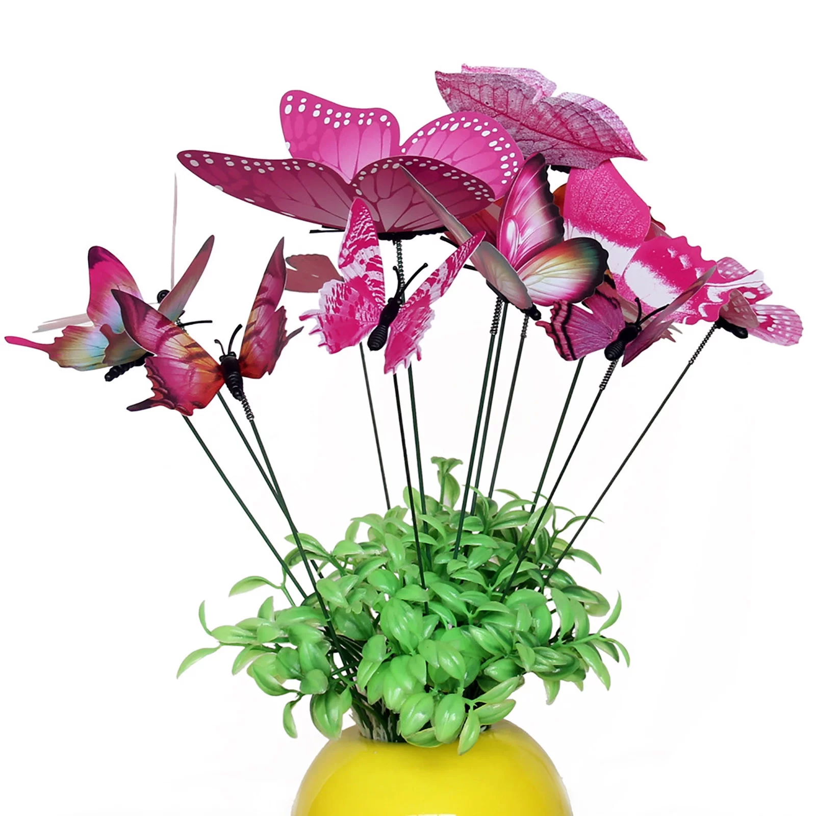 Artificial Flowers Roses 12Pcs Butterfly Stakes Outdoor Yard Planter Flower Pot Bed Garden Decor Yard Art