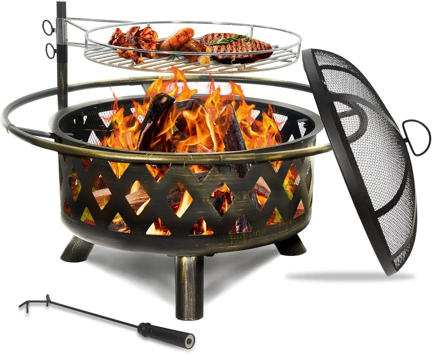 Amopatio Fire Pit with Mat & Cover, 30 