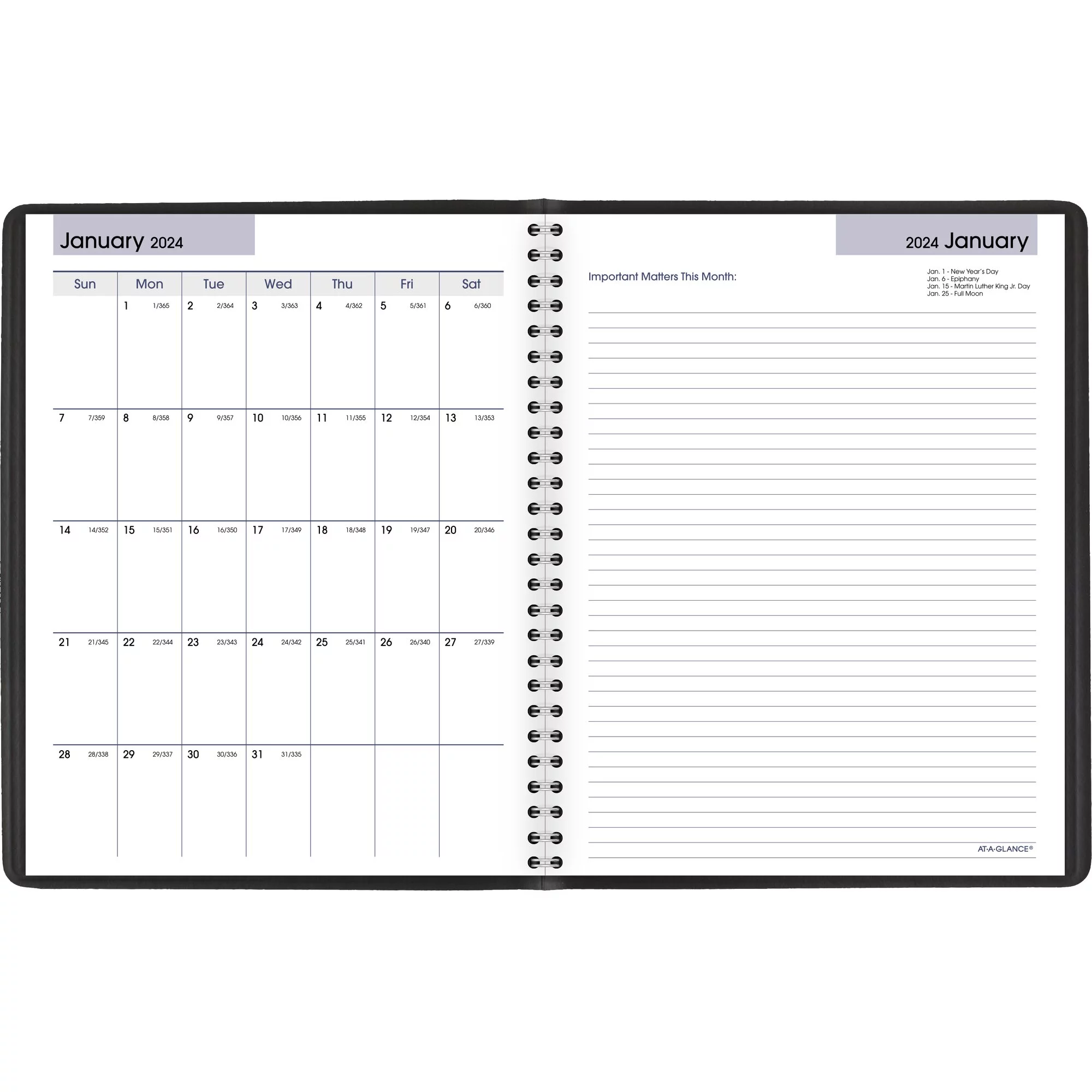 AT-A-GLANCE DayMinder Executive 2024 Weekly Monthly Planner with Notes Black