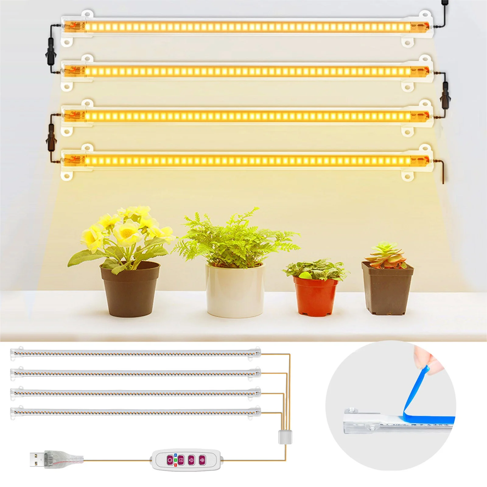ZiSUGP Lighting LED Light Tube Flower Succulent Full Growth Light Timing USB Indoor Cabinet Light Seedling Garden Tools