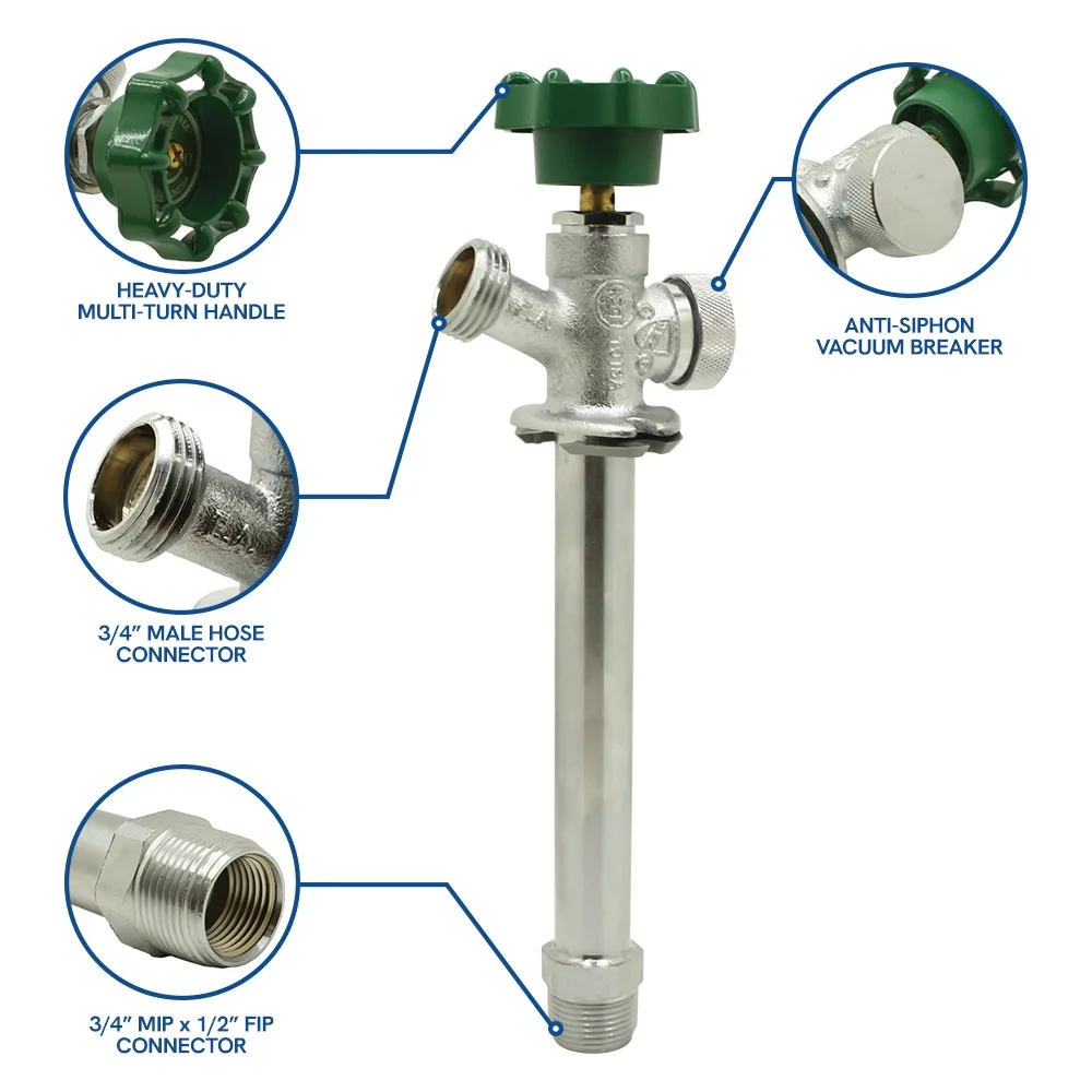 Thrifco 6417094 8 Inch Anti-Siphon Frost Free Sillcock (1/2 Inch MIP x 1/2 Inch Copper x 3/4 Inch GHT) - Economy