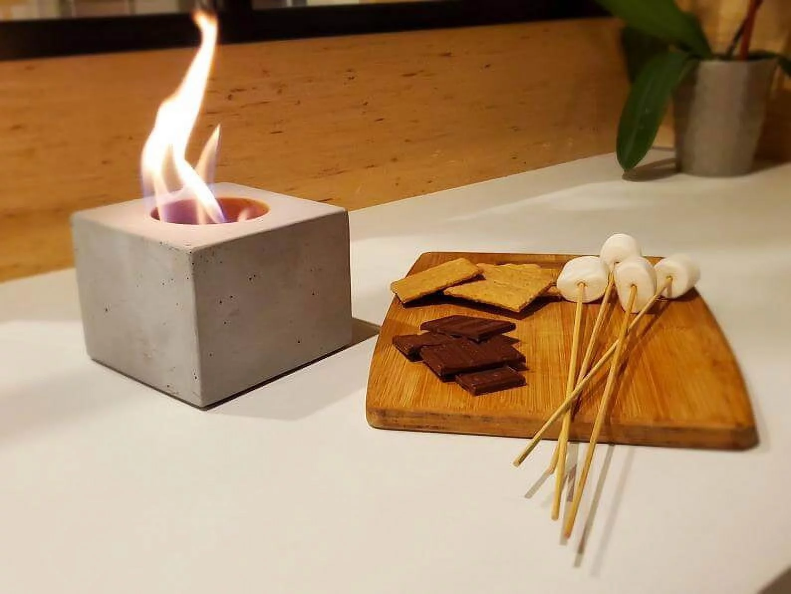 Tabletop Rubbing Alcohol Fire Pit Indoor Outdoor Portable Fireplace Concrete Fire Pot Bowl - Smooth Finish