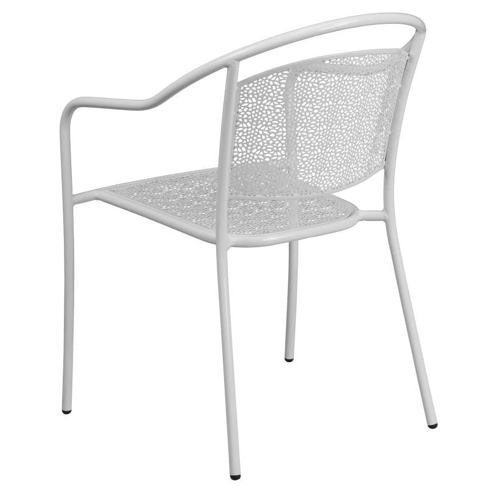 2 PACK Round Back White Metal Outdoor Patio Stackable Dining Chair For Commercial or Residential Use