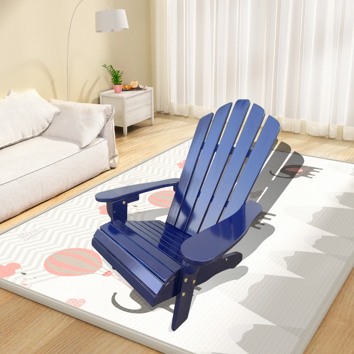 Blue Wood Adirondack Chair for Children  Ideal for Outdoor and Indoor Use  Durable and Stylish Design