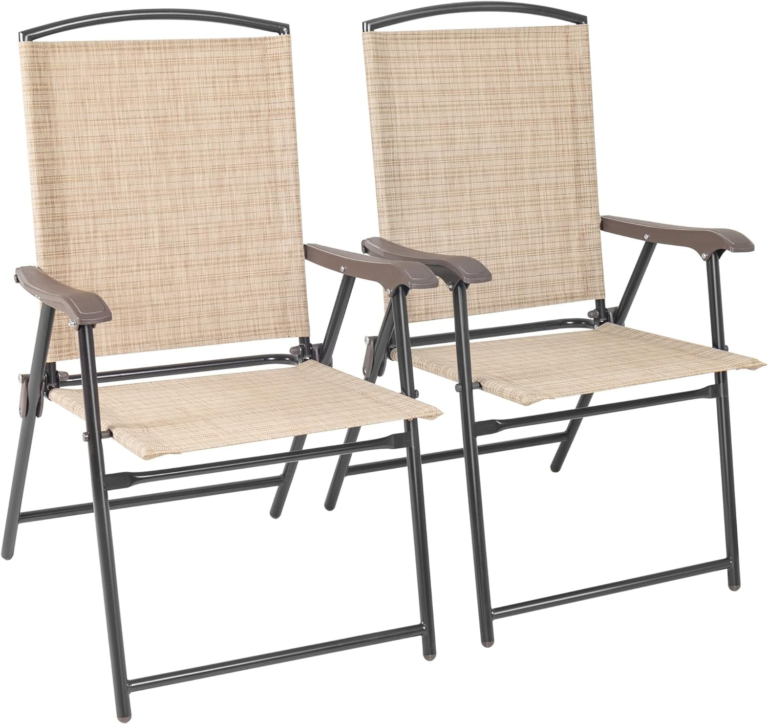 Flamaker Patio Chairs Outdoor Chairs Set of 2 Portable Folding Sling Chair for Lawn Camping Yard Beach