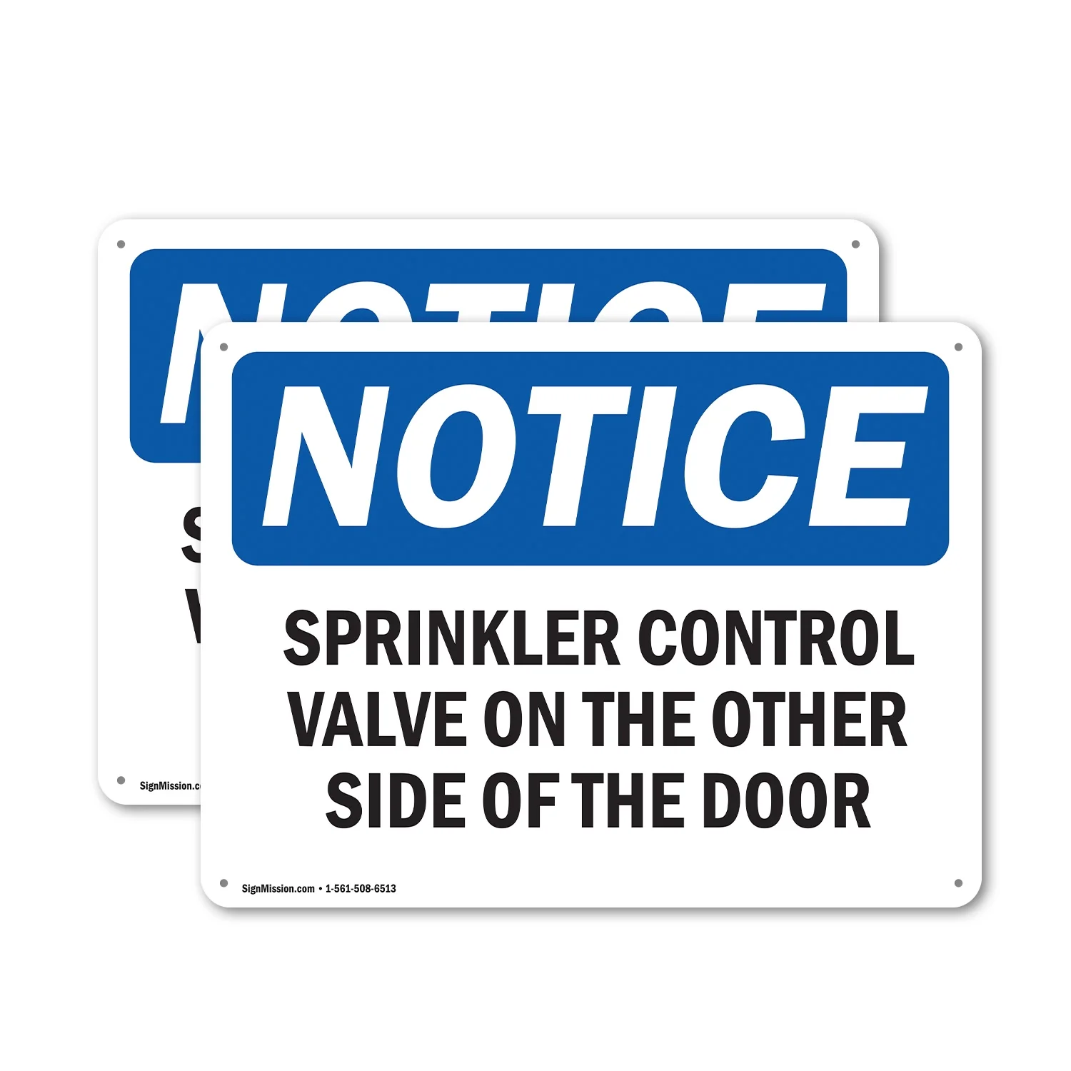 (2 Pack) Sprinkler Control Valve On The Other Side OSHA Notice Sign 18 Inch X 12 Inch Indoor / Outdoor Rust-Free Aluminum Metal Signs for Workplace, Workshop, and Construction Site, Made in the USA