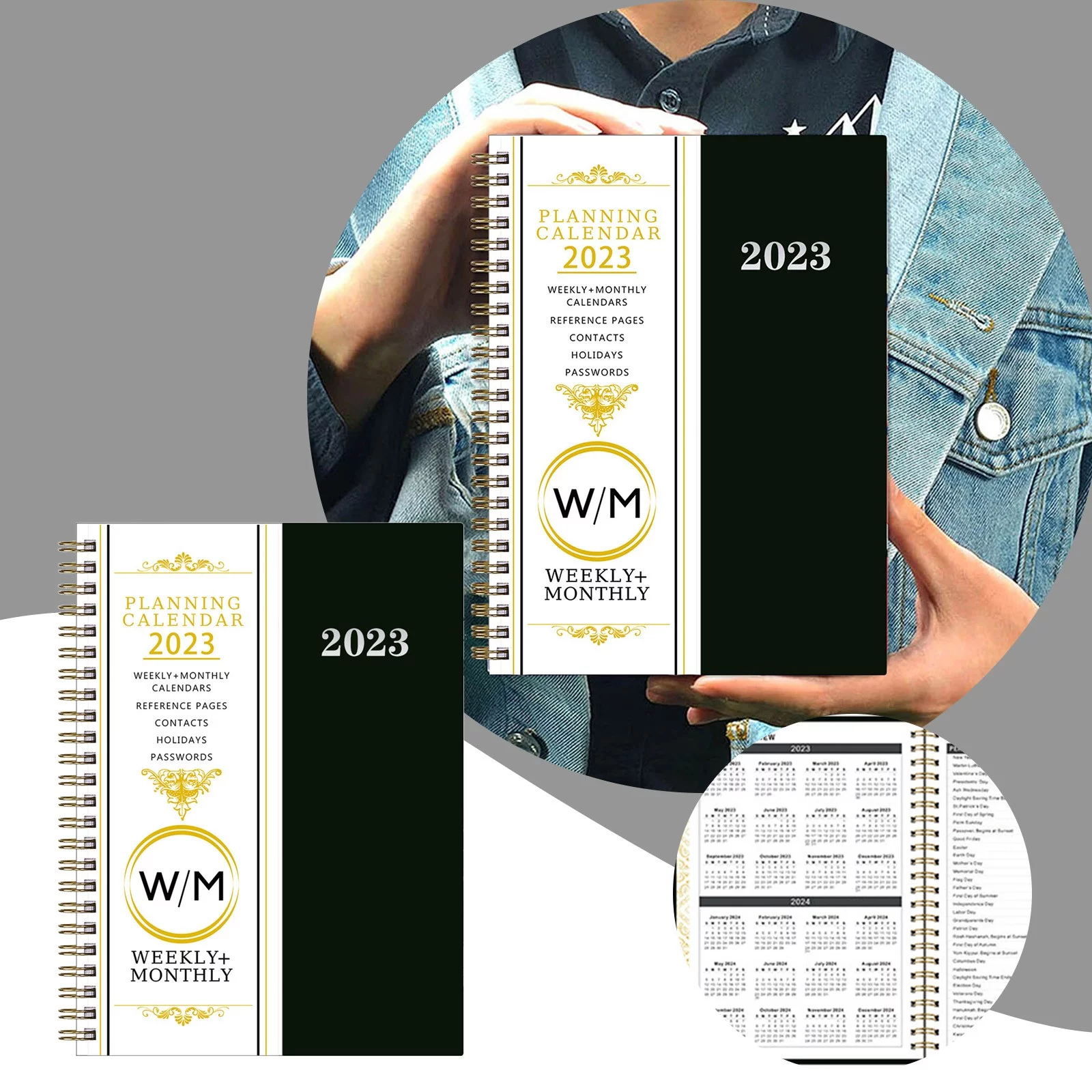 AaSEJEG 4Th of July Calendar 2024-2025 Small Wall 2024 12 Monthly Planner Calendar Plan Notebook Color Cover Weekly Notebook Every Month In The Future Year