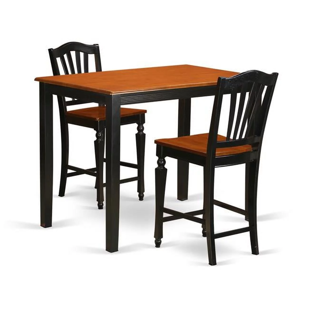 Pub Table & 2 Bar Stools, Black Finish