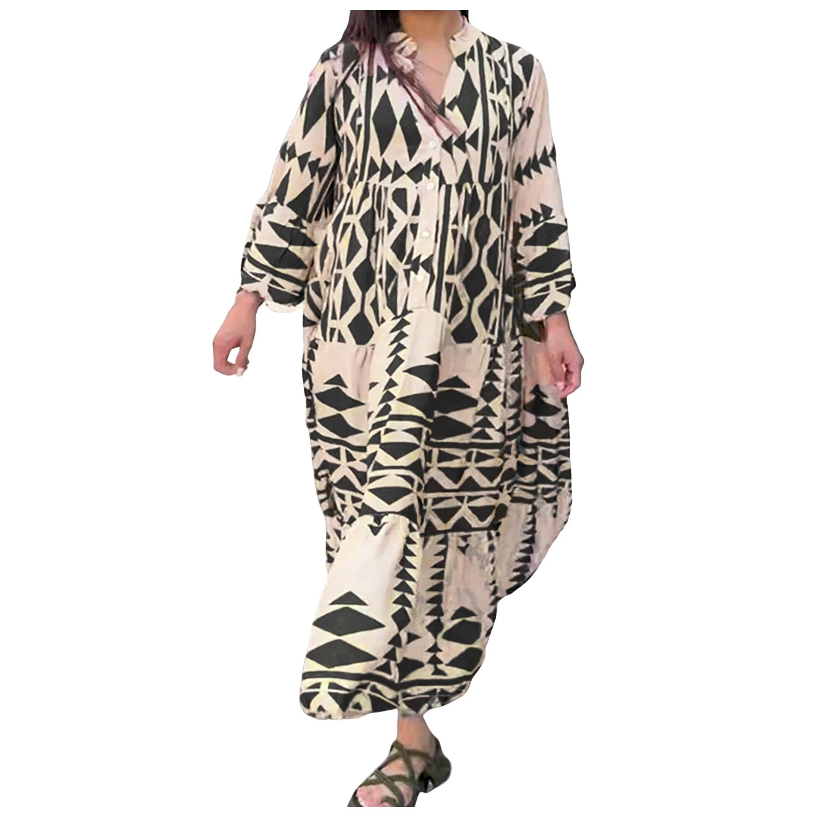 Autumn Cargo Skirt Long Sleeve Dress For Womens Pleated V Neck Plus Size Tiered Maxi Dress Casual Boho Loose Flowy Beach Maxi Dress Skirt Hangers With Clips 50