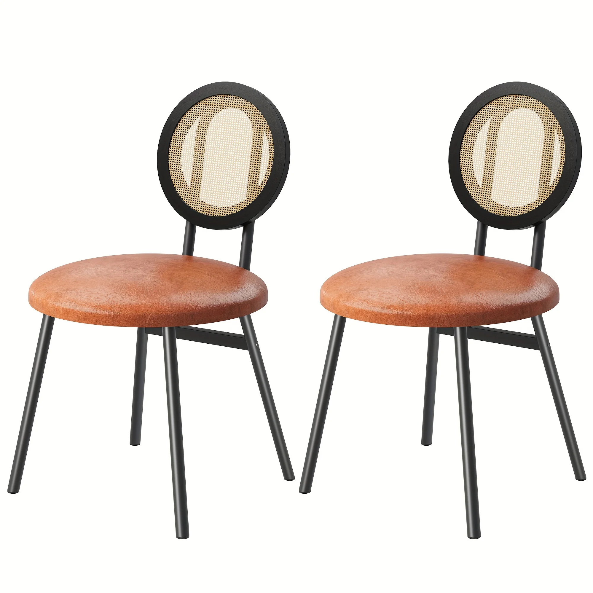 Rattan dining chairs 2-pack, suitable for dining rooms and living rooms