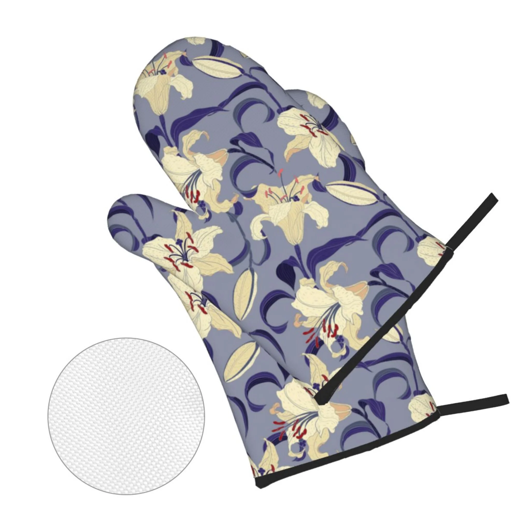ZICANCN Oven Mitts and Pot Holders Sets, Oriental Lilies Floral Violet Baking Sets Kitchen Heat Resistant 4 Pieces