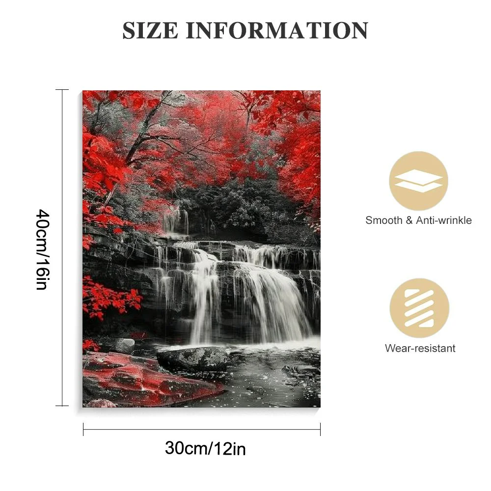 Nawypu  Black and White Red Waterfall Canvas Prints Wall Art For Bathroom Home Decor Modern Landscape Red Woods Pictures Printing Paintings for Bedroom