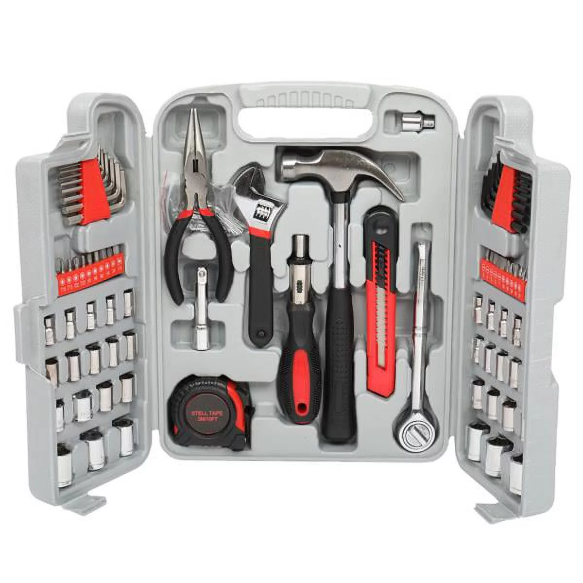 186pc Household General Tool Set for Home, Shop, Workplace, Grey & Black