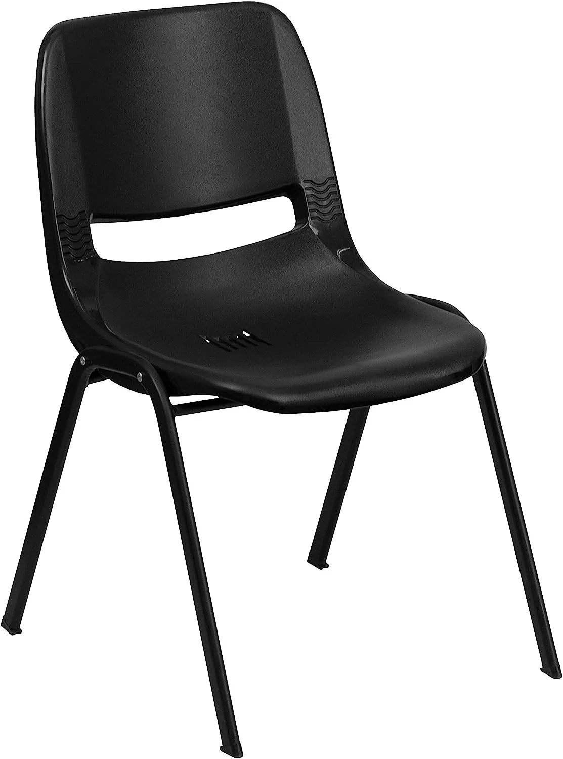 Black Ergonomic Shell Stack Chair - Black Frame And 14