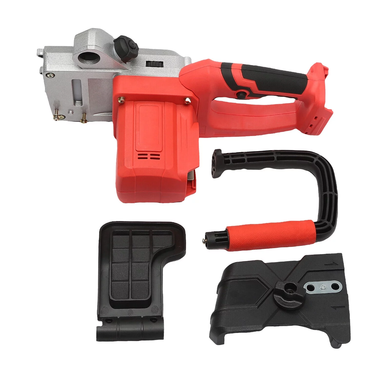 Portable Brushless Chainsaw 16-Inch Electric Chainsaw Cordless Chain Saw with 2 Chains for Wood Cutting, Logging and Tree Trimming Red, Black