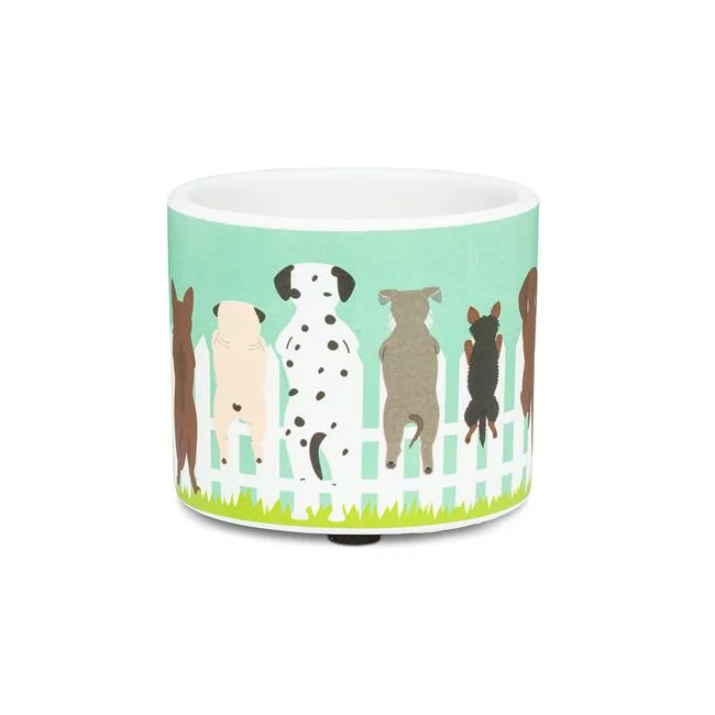 Abbott Collection  3 in. Dogs on Fence Planter, Turquoise - Extra Small