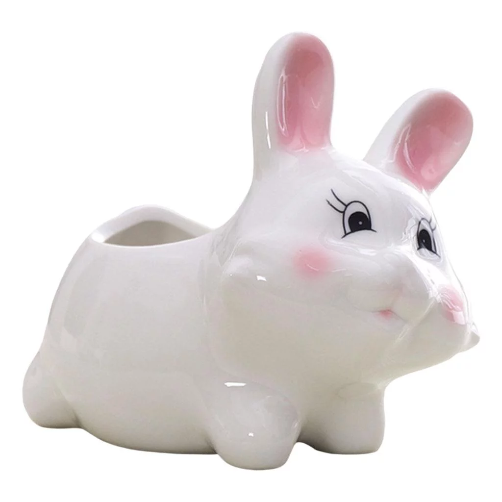 Bunny Pot Ceramic Flowing Glaze Base Serial Set Succulent Plant Pot Plant Pot Flower Pot Container Planter Bonsai Pots with Hole 6 in Set 13.8x10.6x12cm