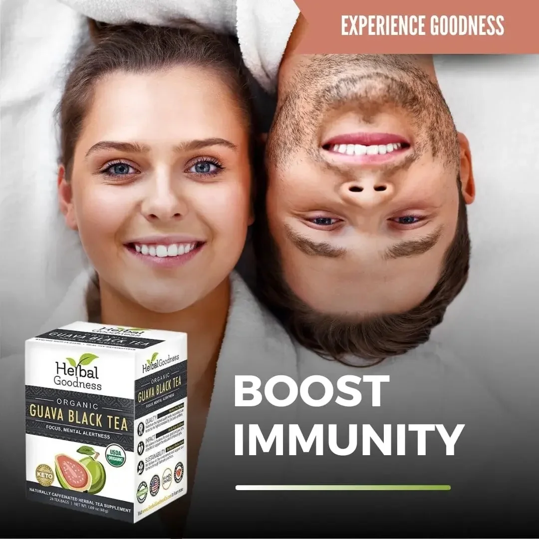 Guava Tea - Guava Juice, Caffeine-Free Black Herbal Tea | Hojas De Guayaba | 24ct - Herbal Goodness