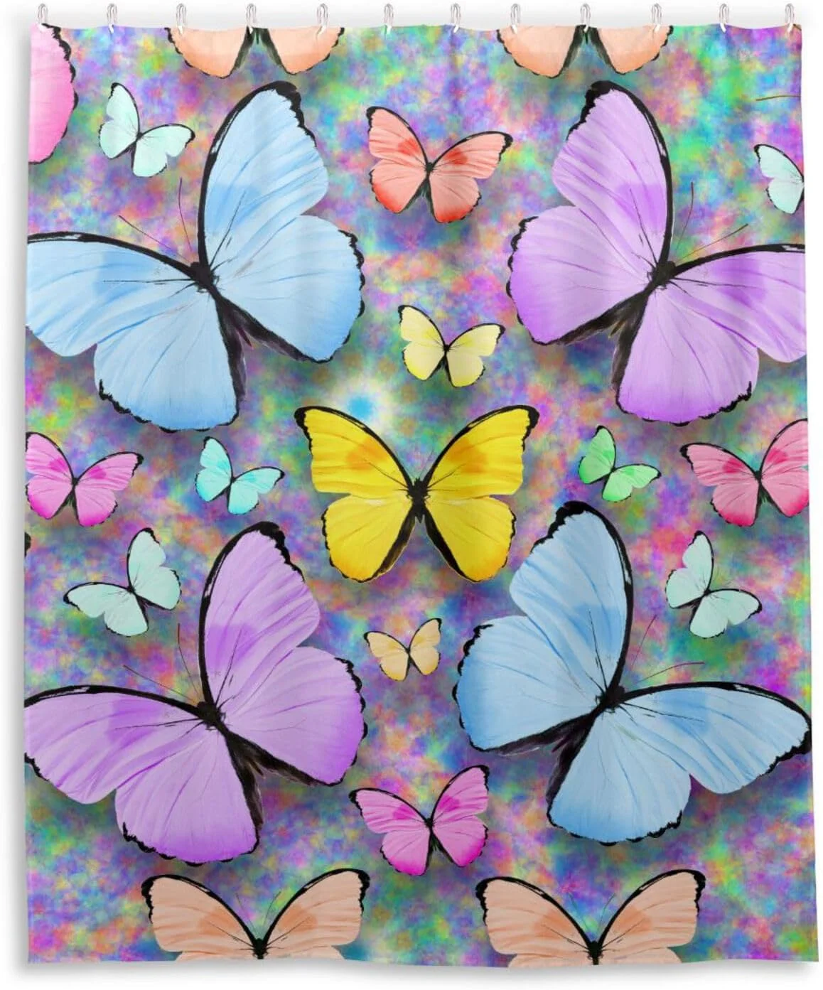 Coolnut Tropical Colored Butterflies Bathroom Waterproof Shower Curtain Set Bathtub Curtain with 12 Hooks for Bathroom Decor,Hotel,Room,60x72Inch