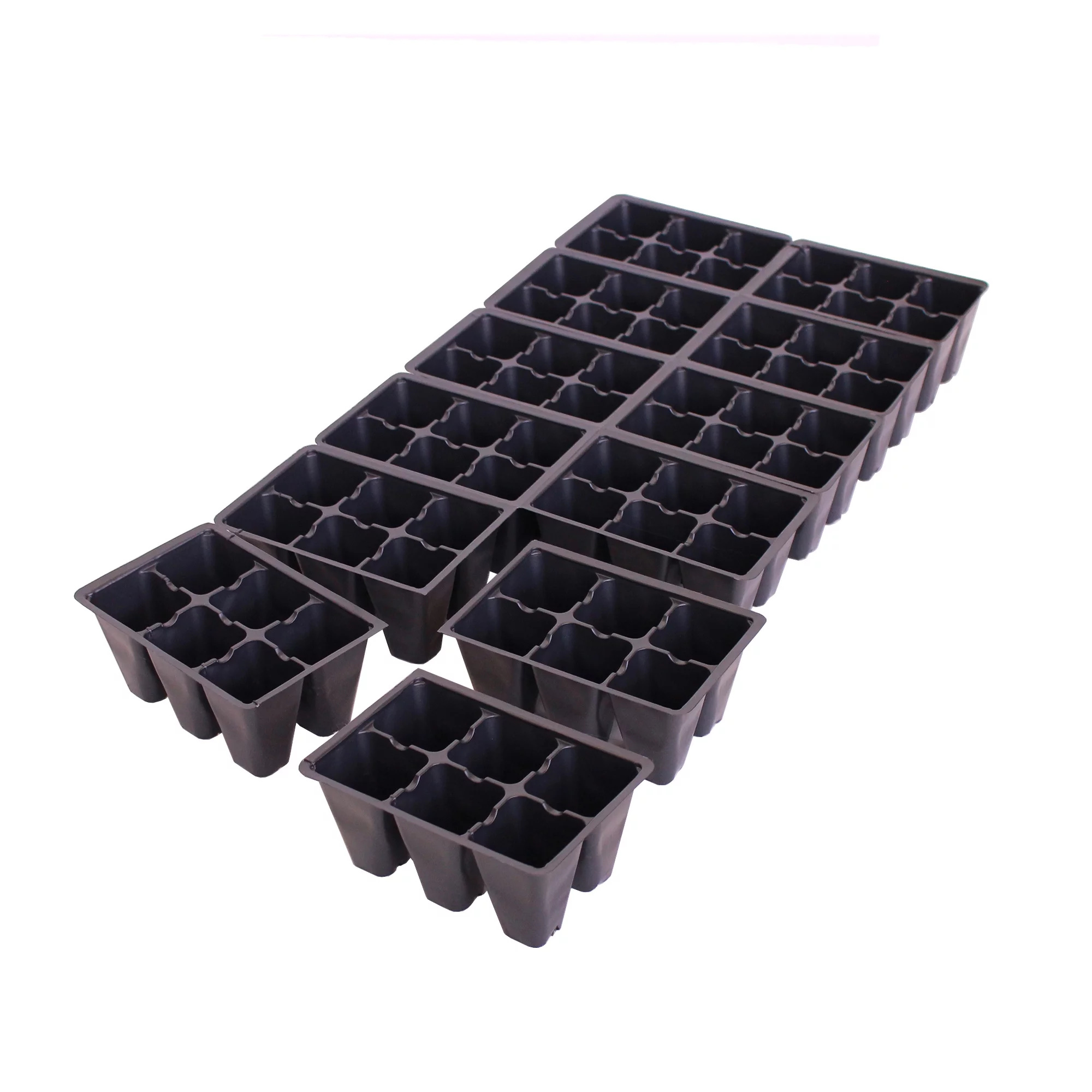 Black Plastic Garden Tray Inserts - 10 Sheets of 72 Planting Pot Cells Each - 2x3 Nested x12 Configuration - Perforated - Nursery, Greenhouse, Gardening