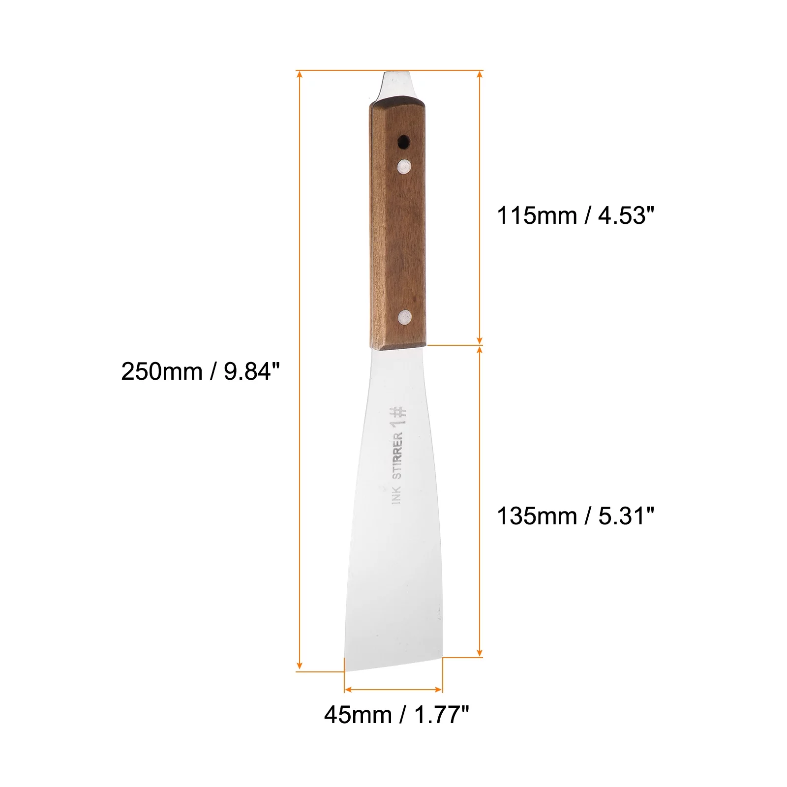 Uxcell 2pcs Painting Knives 45mm Width Shovel Mixing Palette Scraper with Wood Handle for Oil Paint Craft Spreading(1#)