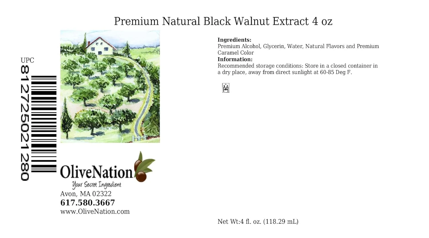 Natural Black Walnut Extract - 4 oz, Perfect for Vegan & Gluten-Free Baking & Beverages