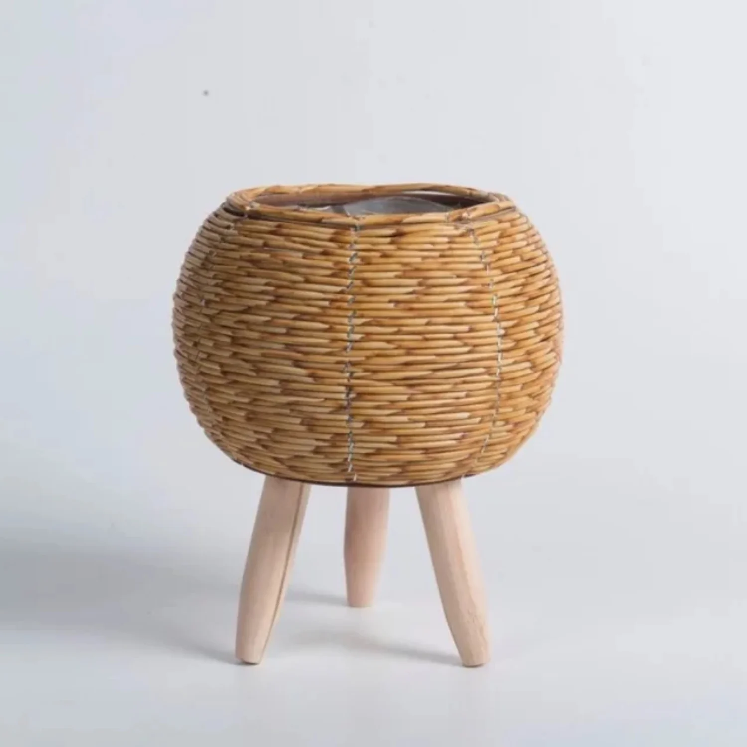 Retro Creative Woven Rattan Flower Pot with Removable Legs - Charming Tabletop Decoration Plant Stand for Flower Arrangements